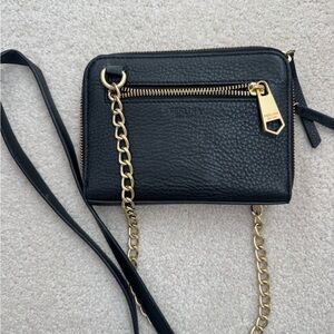 Perlina Black Crossbody Bag with Gold Chain